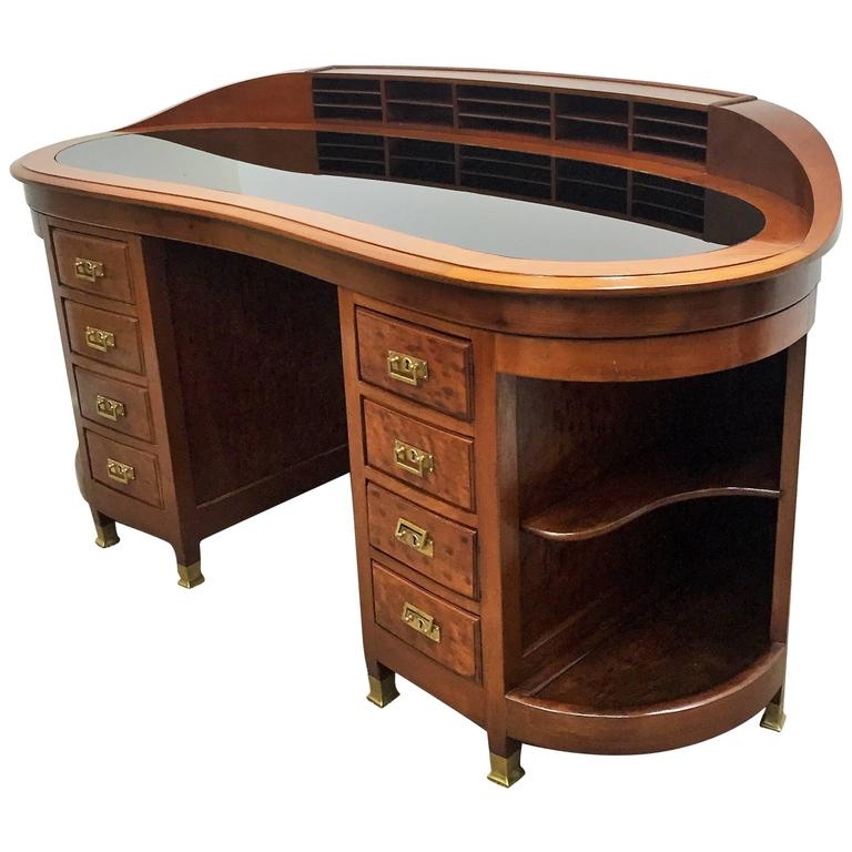Elegant Art Deco Kidney-Shaped Desk Table