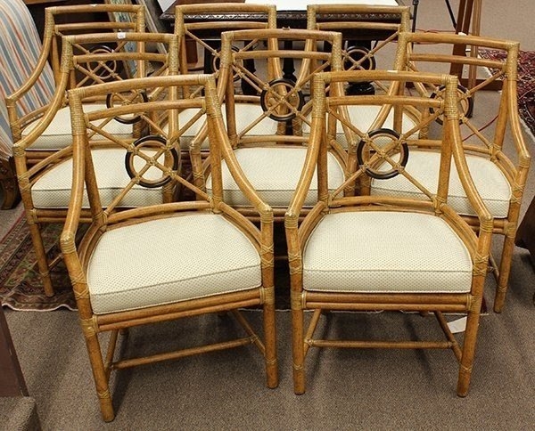 Elegant Bamboo Dining Chairs with Cushioned Seats