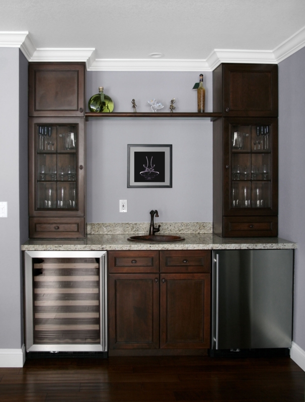 Elegant Bar Cabinets with Built-In Wine Fridge