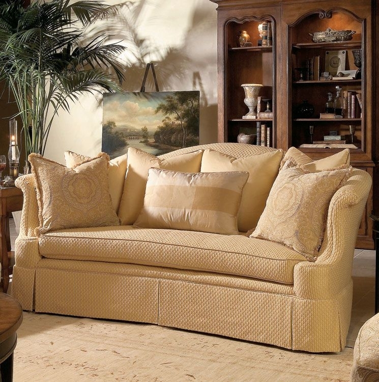 Elegant Beige Camelback Sofa in Classic Living Room
