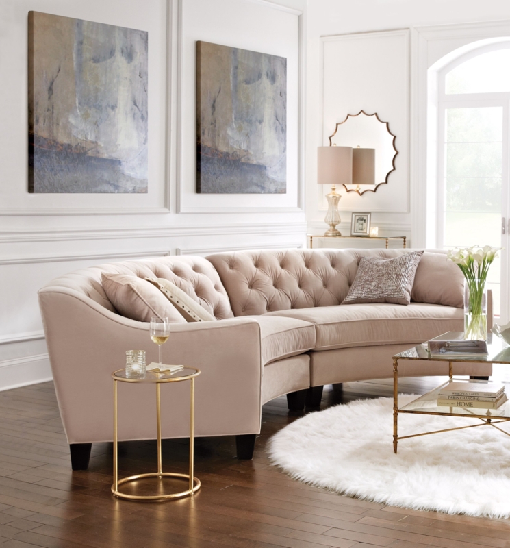 Elegant Beige Curved Living Room Sofa Design