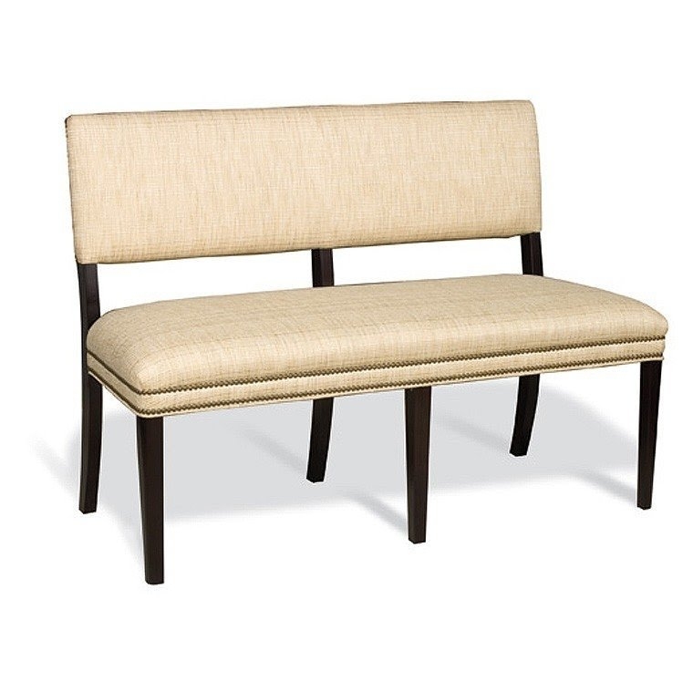 Elegant Beige Upholstered Dining Bench with Back