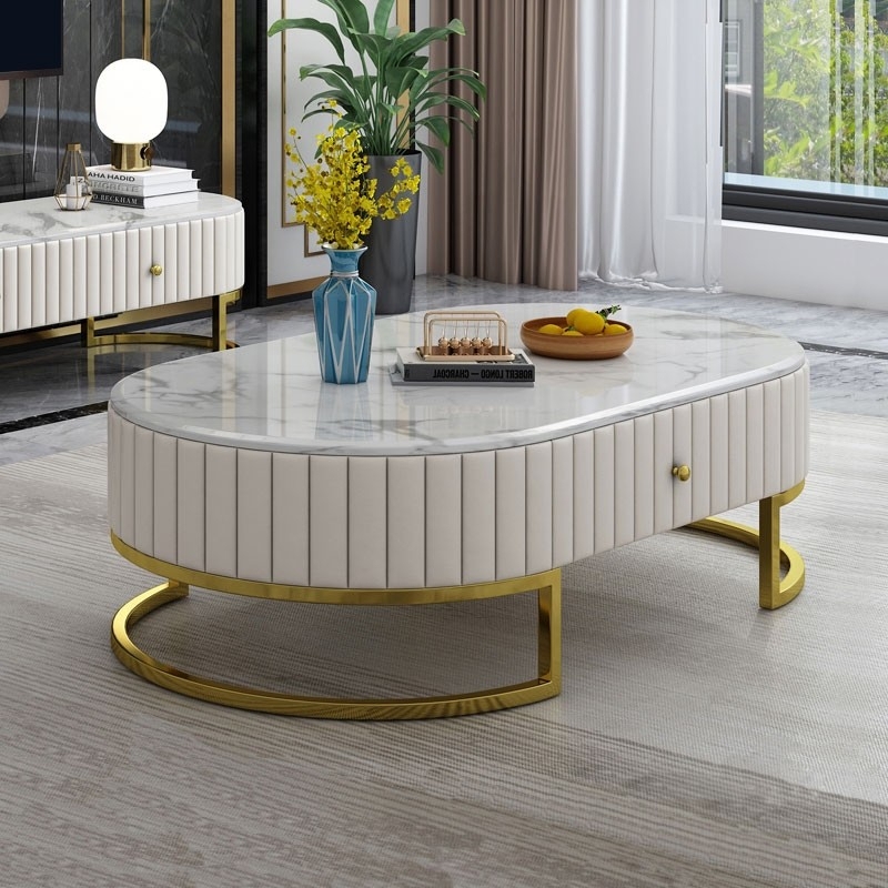 Elegant Black and Gold Marble Coffee Table Design