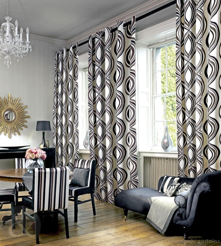 Elegant Black and White Patterned Luxury Curtains
