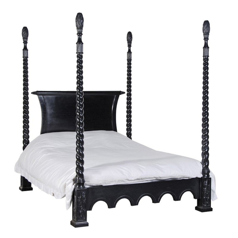 Elegant Black French Four Poster Bed Design