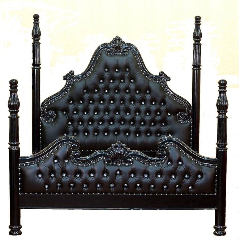 Elegant Black Tufted Four Poster Bed Design