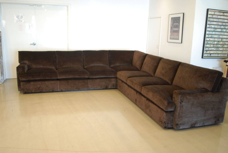 Elegant Brown Velvet Sectional Sofa for Spacious Living Rooms