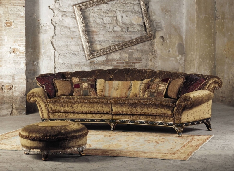 Elegant Brown Velvet Sofa with Vintage Charm