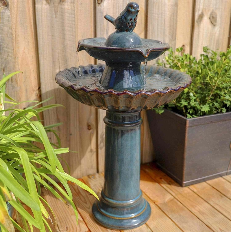 Elegant Ceramic Bird Bath Fountain for Gardens