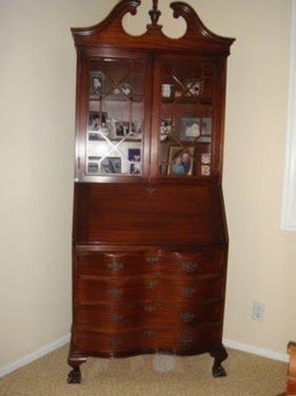 Elegant Cherry Wood Secretary Desk with Hutch