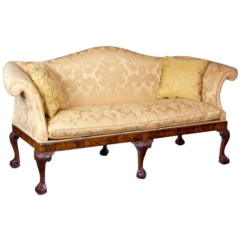 Elegant Chippendale Camelback Sofa with Carved Claw Feet