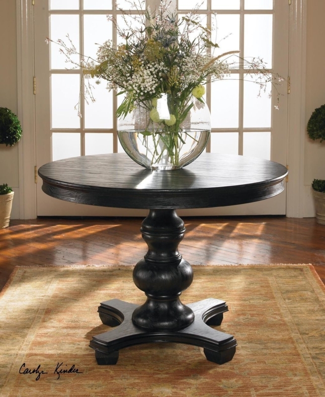 Elegant Classic Black Round Wood Entry Table