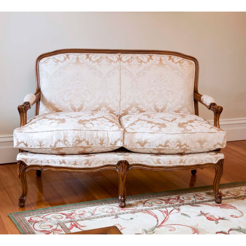Elegant Classic French Two-Seater Damask Sofa