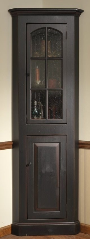Elegant Classic Tall Black Corner Cabinet for Dining Room