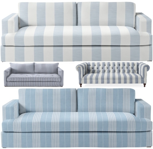 Elegant Coastal Striped Sofas for Nautical Living Rooms