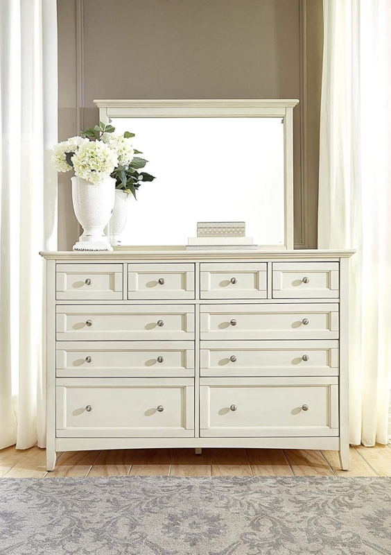 Elegant Coastal White Dressers with Mirror