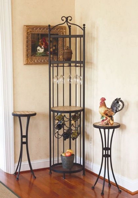Elegant Corner Wine Rack with Matching Side Tables