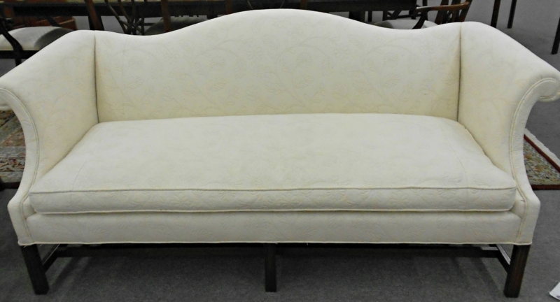 Elegant Cream Camelback Sofa with Slipcover