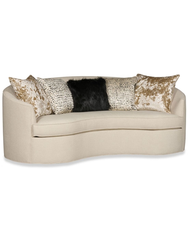 Elegant Curved Beige Living Room Sofa with Cushions