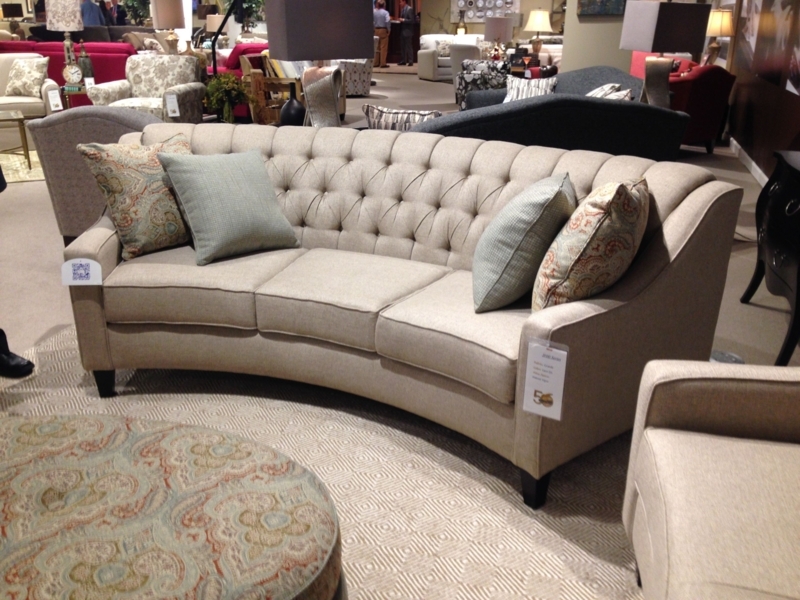Elegant Curved Beige Sofa for Bedroom Seating