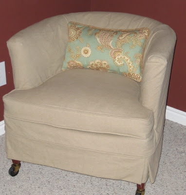 Elegant Custom Slipcovered Barrel Chair with Accent Pillow