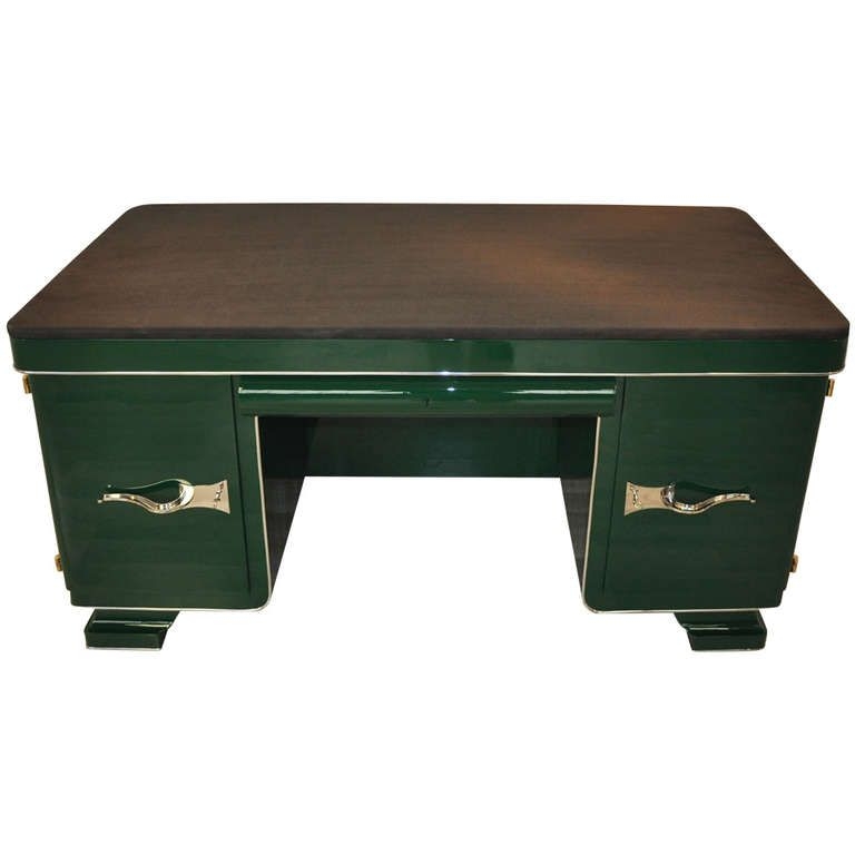 Elegant Dark Green Art Deco Office Desk