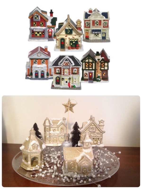 Elegant DIY Winter Christmas Village Display