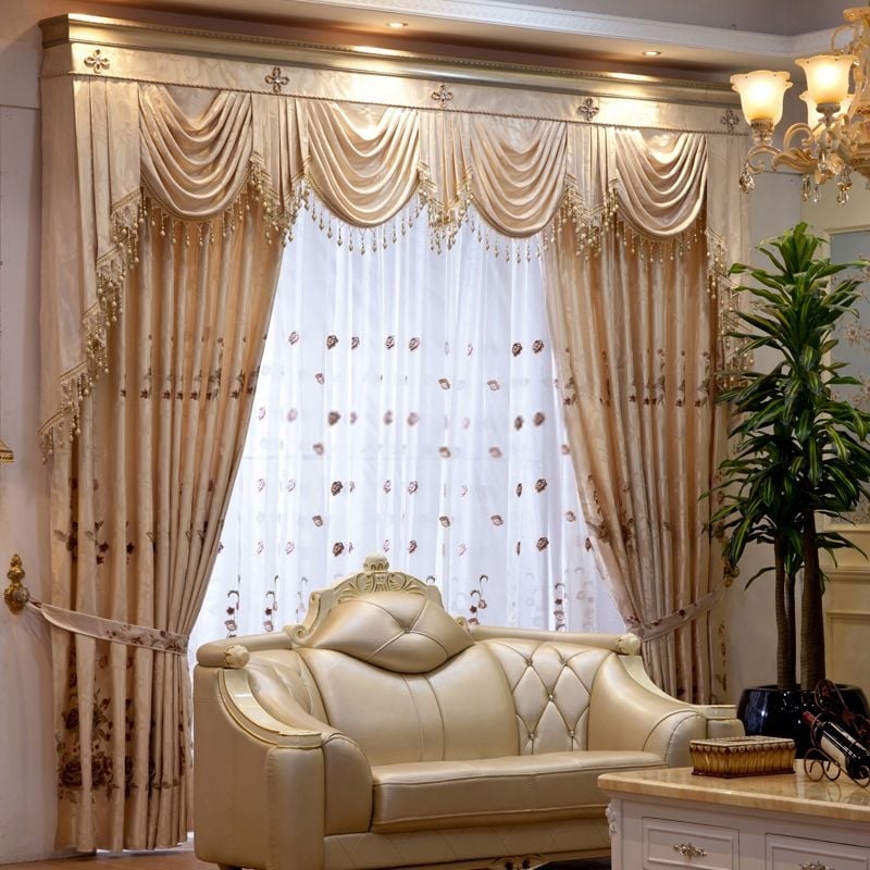 Elegant Embroidered and Jacquard Drapes with Valance