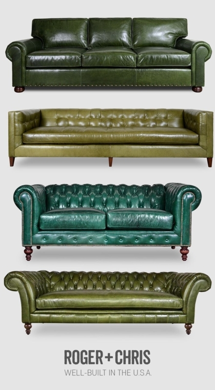 Elegant Emerald Green Leather Sofa Collection