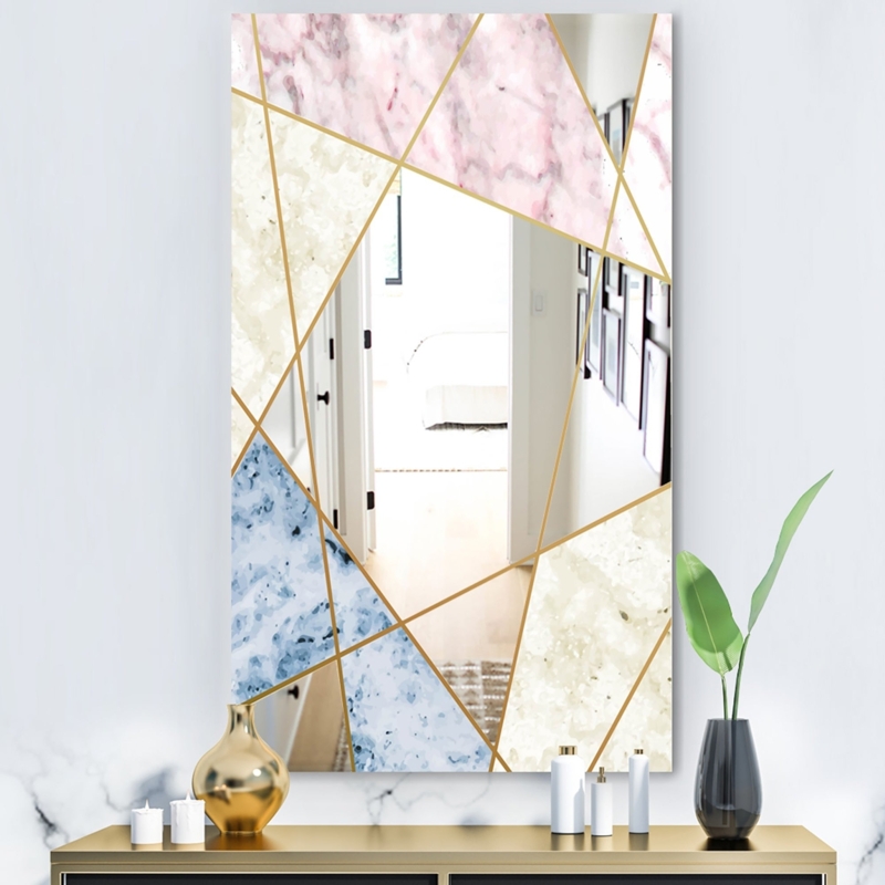 Elegant Geometric Mid Century Modern Wall Mirror
