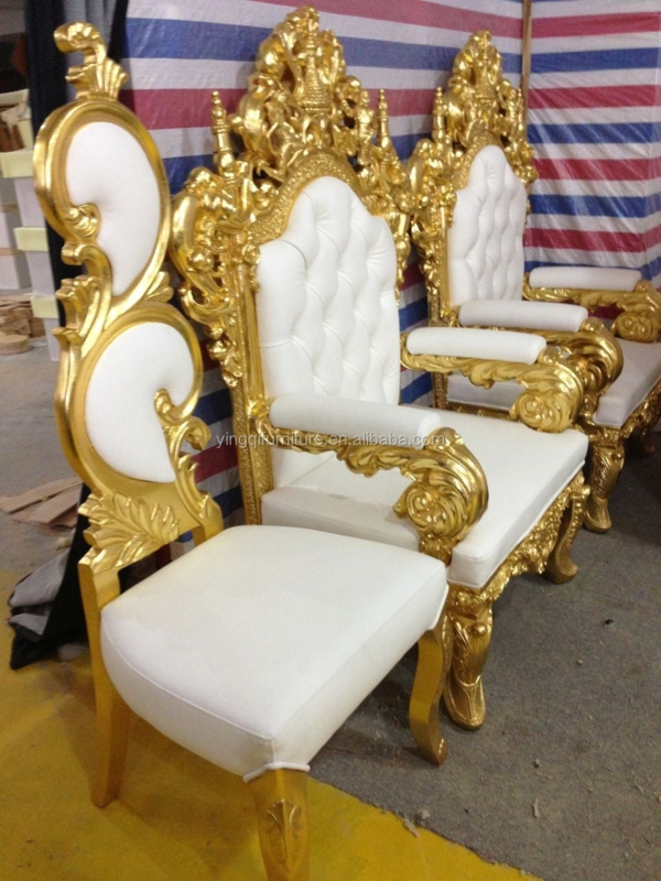 Elegant Gold and White Wedding Throne Chairs