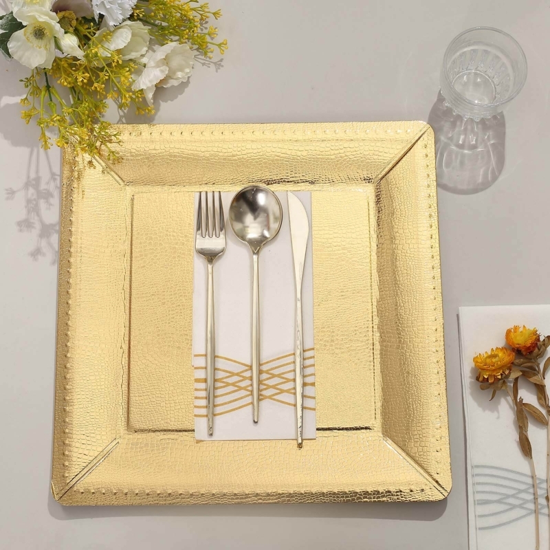 Elegant Gold Square Charger Plates for Table Settings