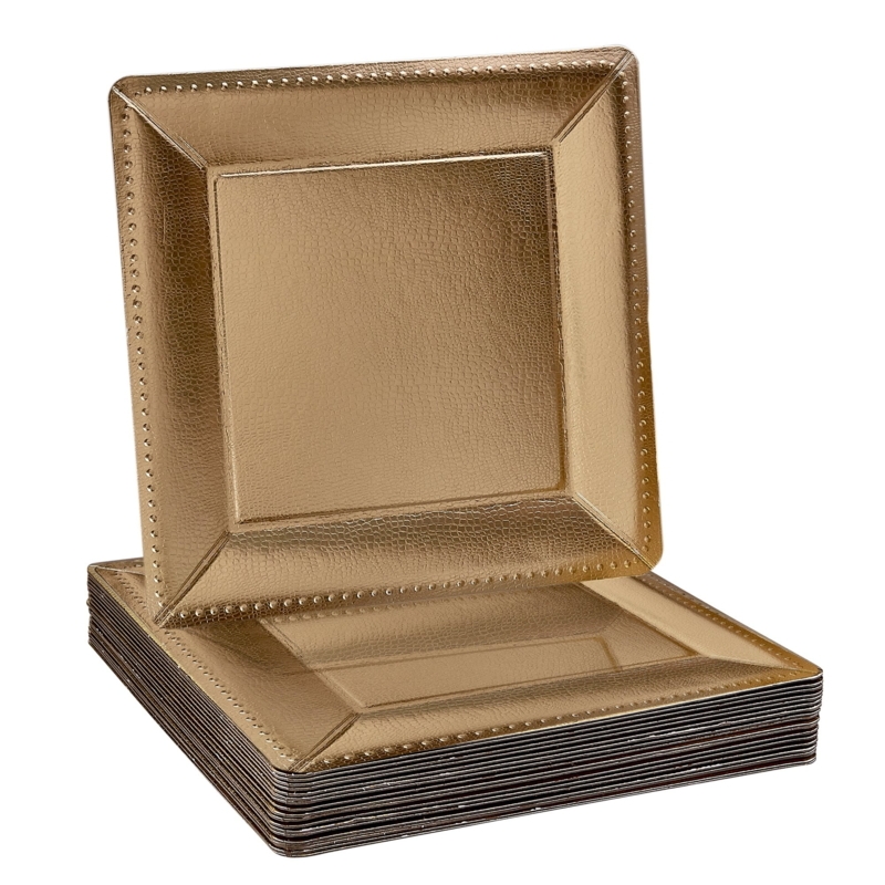 Elegant Gold Square Disposable Charger Plates