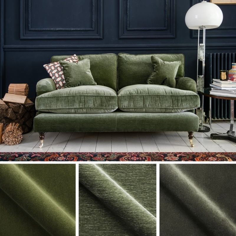 Elegant Green Velvet Sofa with Textured Fabric