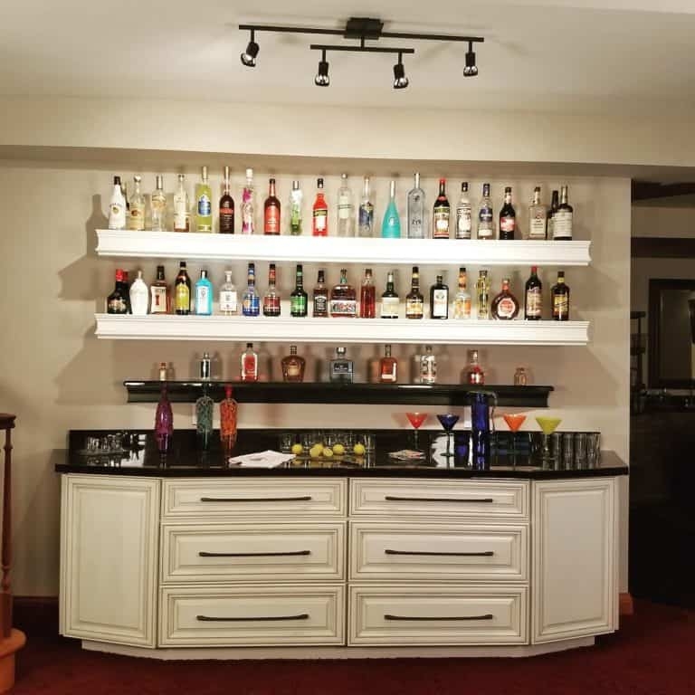 Elegant Home Bar with Floating Liquor Shelves