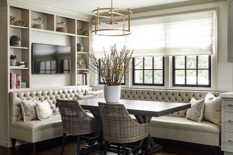 Elegant L-Shaped Banquette Dining Room Seating