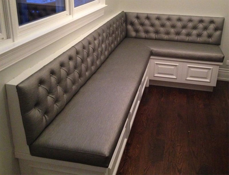 Elegant Leather Corner Banquette Seating with Storage
