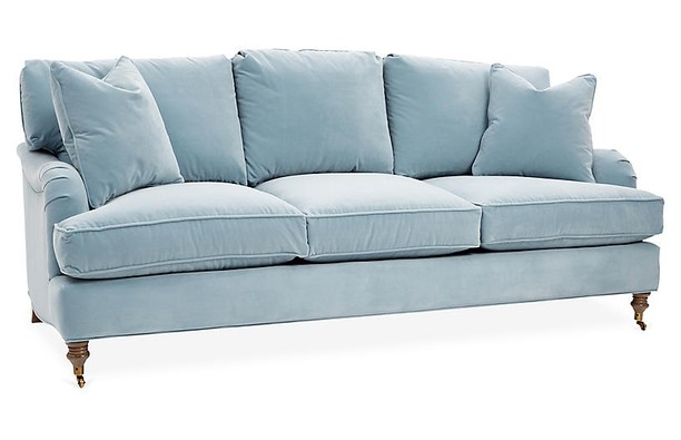 Elegant Light Blue French Country Style Sofa