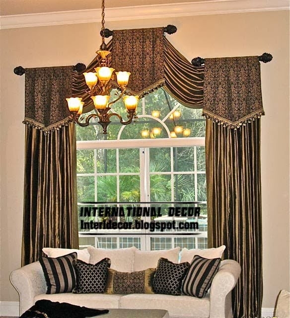 Elegant Luxury Drapes with Valances for Living Rooms
