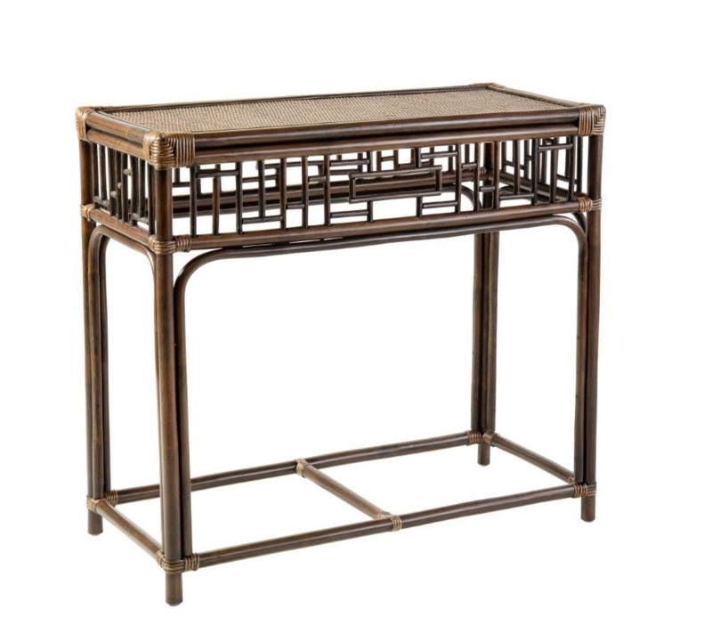 Elegant Marina Rattan Console Table with Drawer