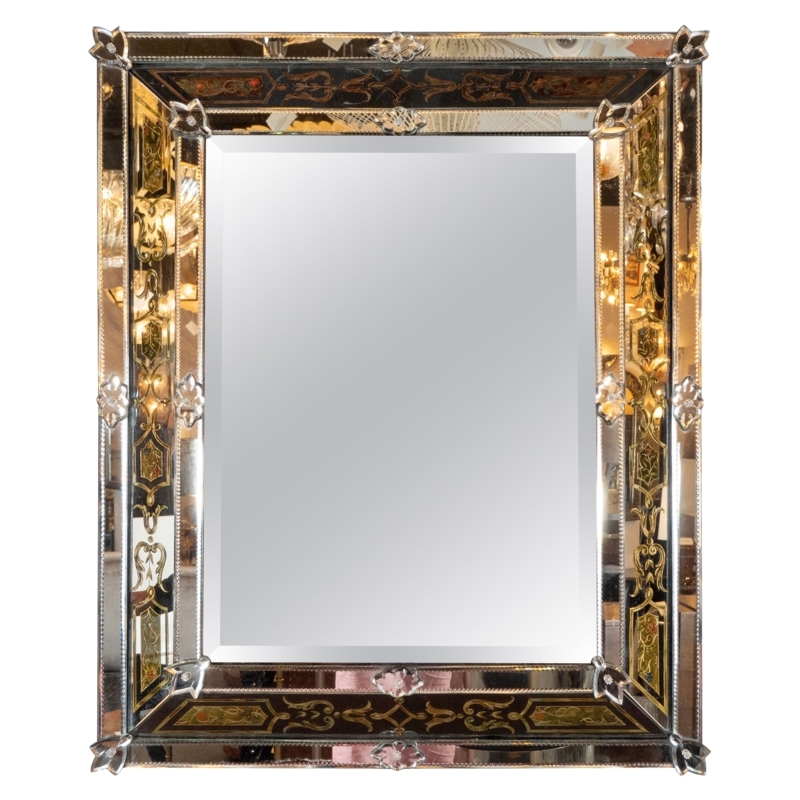 Elegant Mid-Century Modern Gilt Beveled Mirror