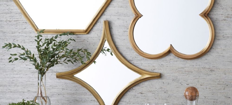 Elegant Mid-Century Modern Gold Geometric Mirrors