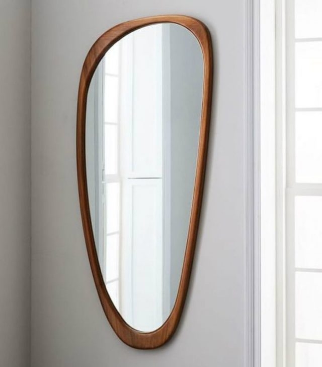 Elegant Mid-Century Modern Wooden Frame Mirror