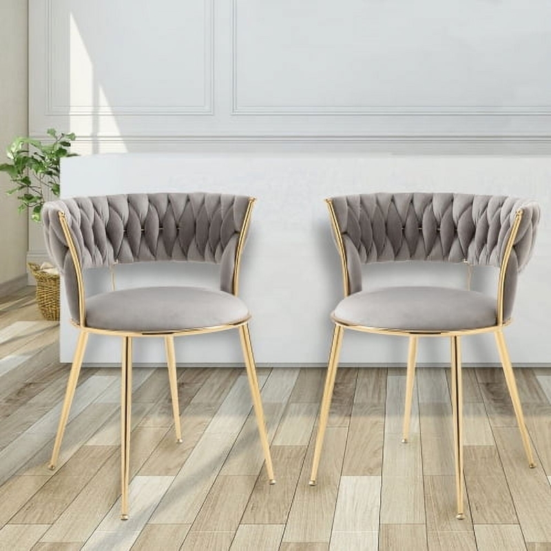 Elegant Modern Barrel Dining Chairs with Gold Accents