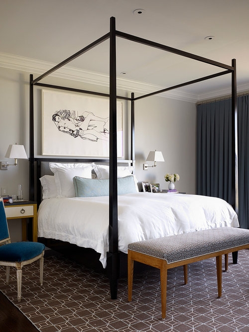 Elegant Modern Black Four Poster Bed Design