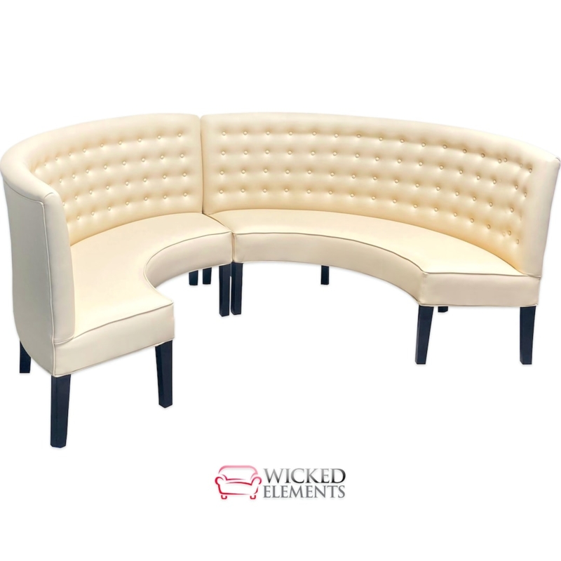 Elegant Modern Curved Banquette Seating with Button Tufting