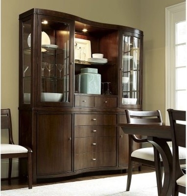 Elegant Modern Dark Wood China Cabinet
