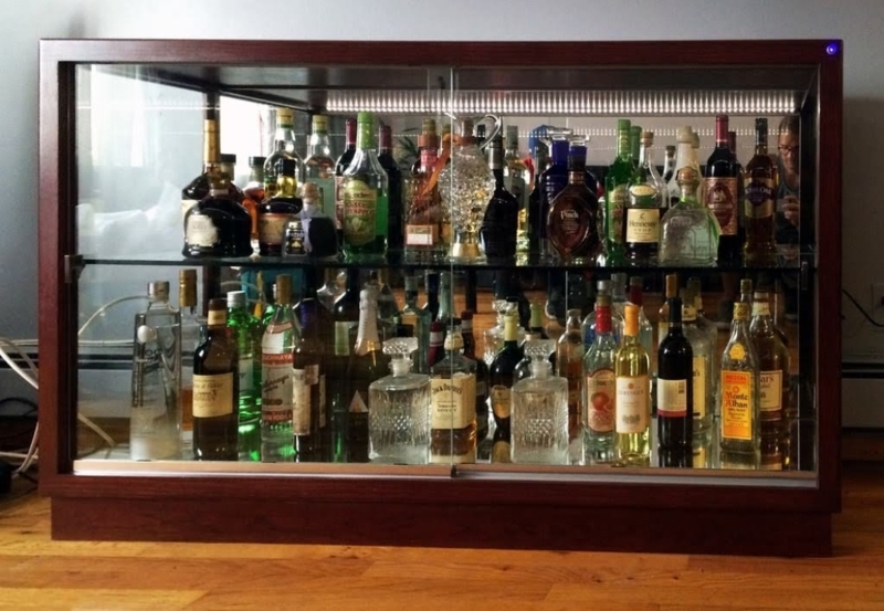 Elegant Modern Locking Liquor Cabinet with Glass Display