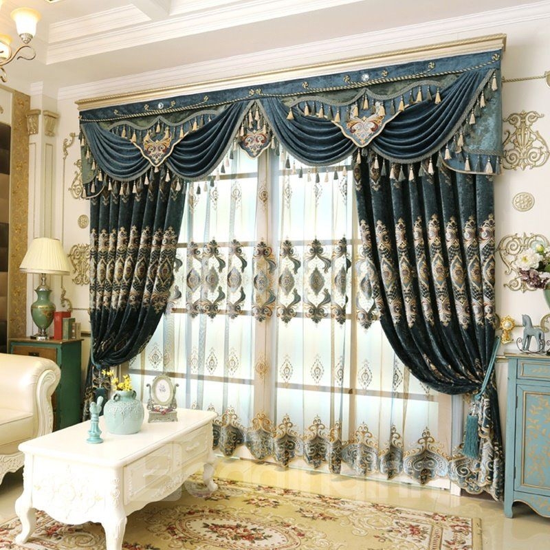 Elegant Navy Blue Velvet Curtains with Tassels