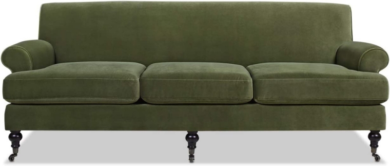 Elegant Olive Green Velvet Sofa with Classic Design